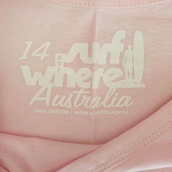 BTF Between the Flags AU-14 Pink Sleeveless Singlet Top Tee 100% Cotton NWOT - Picture 8 of 10